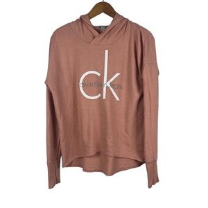 CALVIN KLEIN | Blushed pink hooded Top long sleeve with thumb holes
